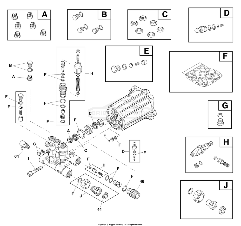 Pump Diagram and Parts List for 020740-01  Briggs and Stratton Pressure Washer